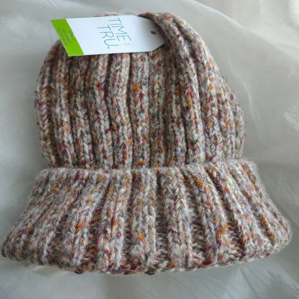 NWT Time & Tru Velour Lined Beanie Cream mixed One Size